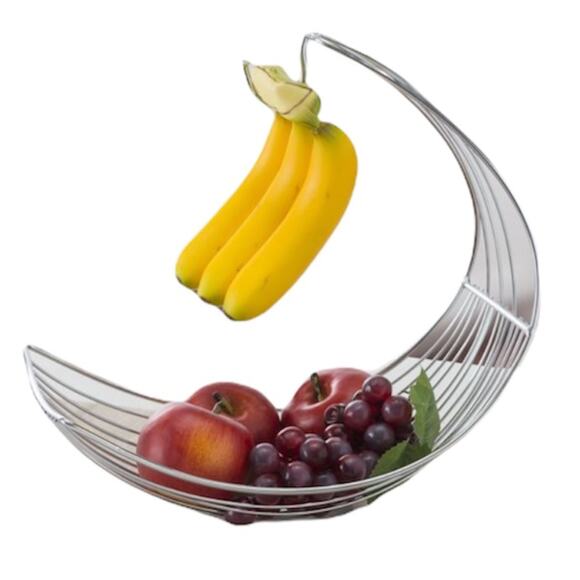 Chrome Plated Steel Fruit Hammock with Banana Tree - Picture 1 of 4